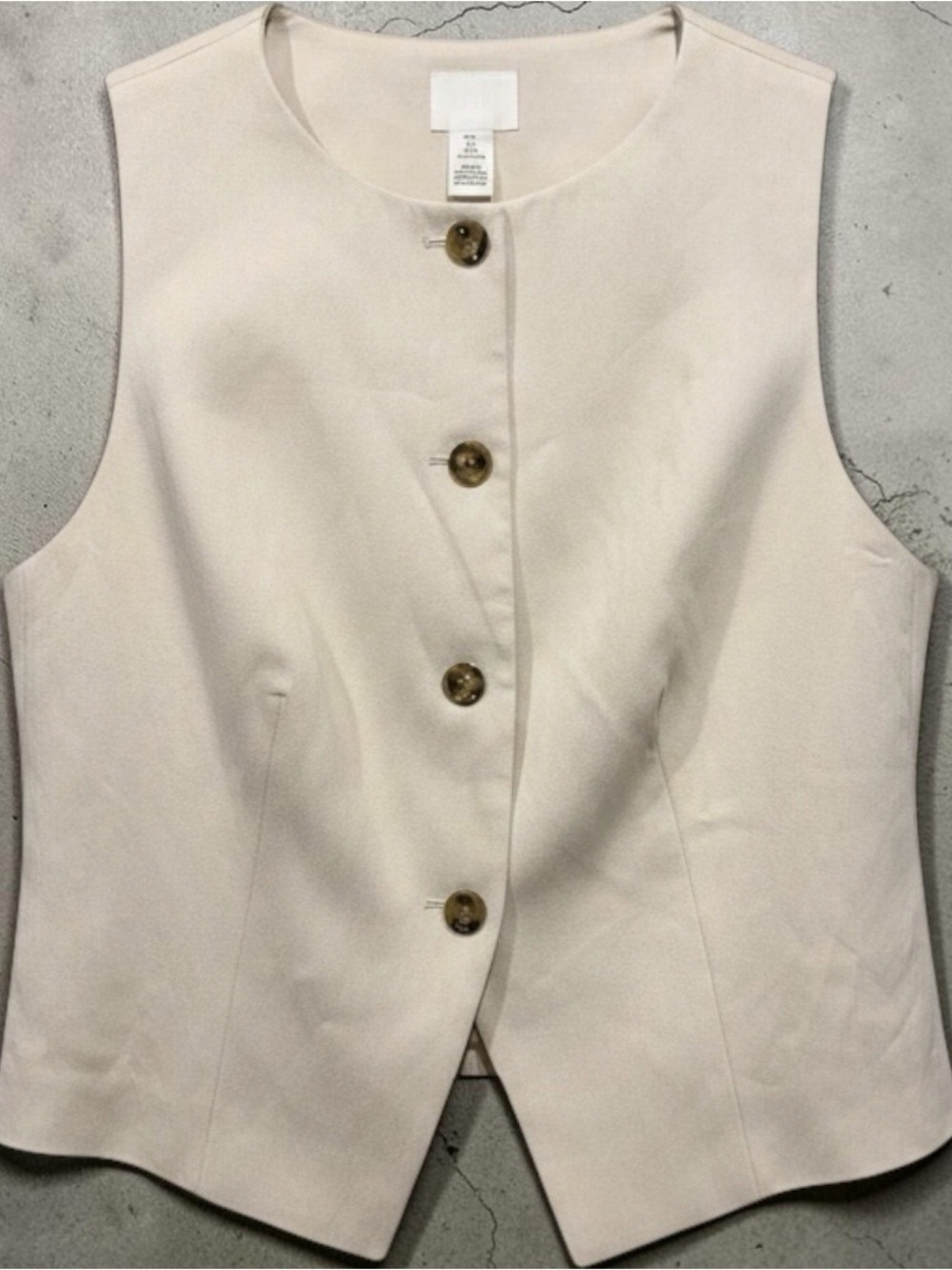 H&M Cream Sleeveless Button-Up Vest Womens large